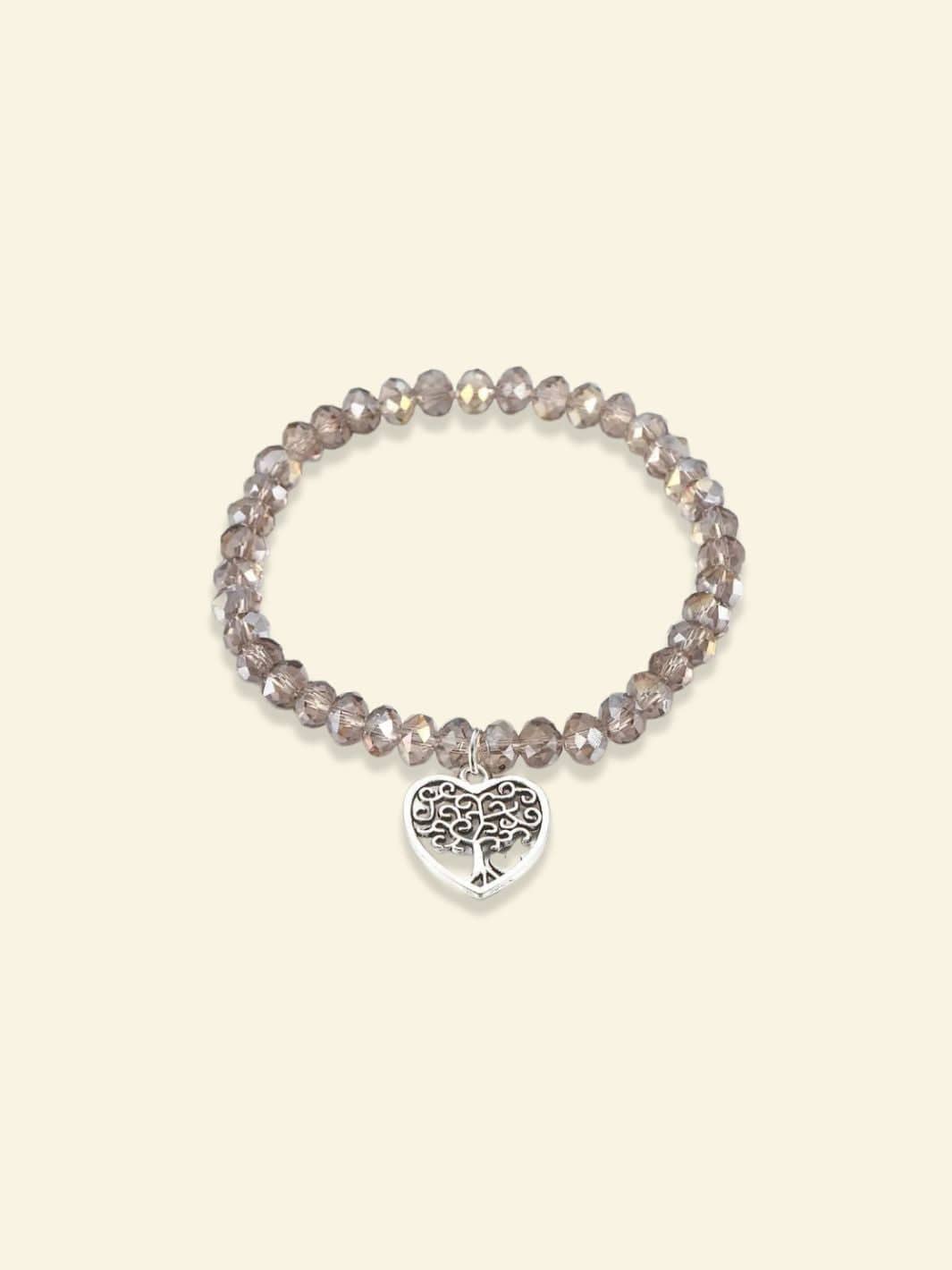 Arbre de Vie Bracelet Perle Cristal gris