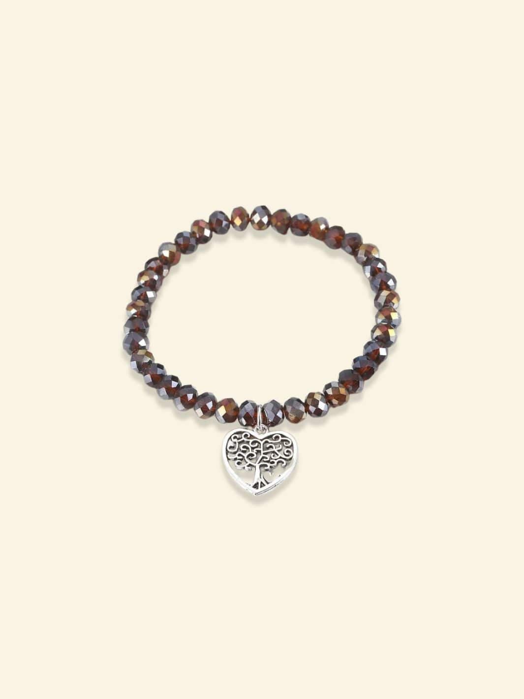 Arbre de Vie Bracelet Perle Marron foncé