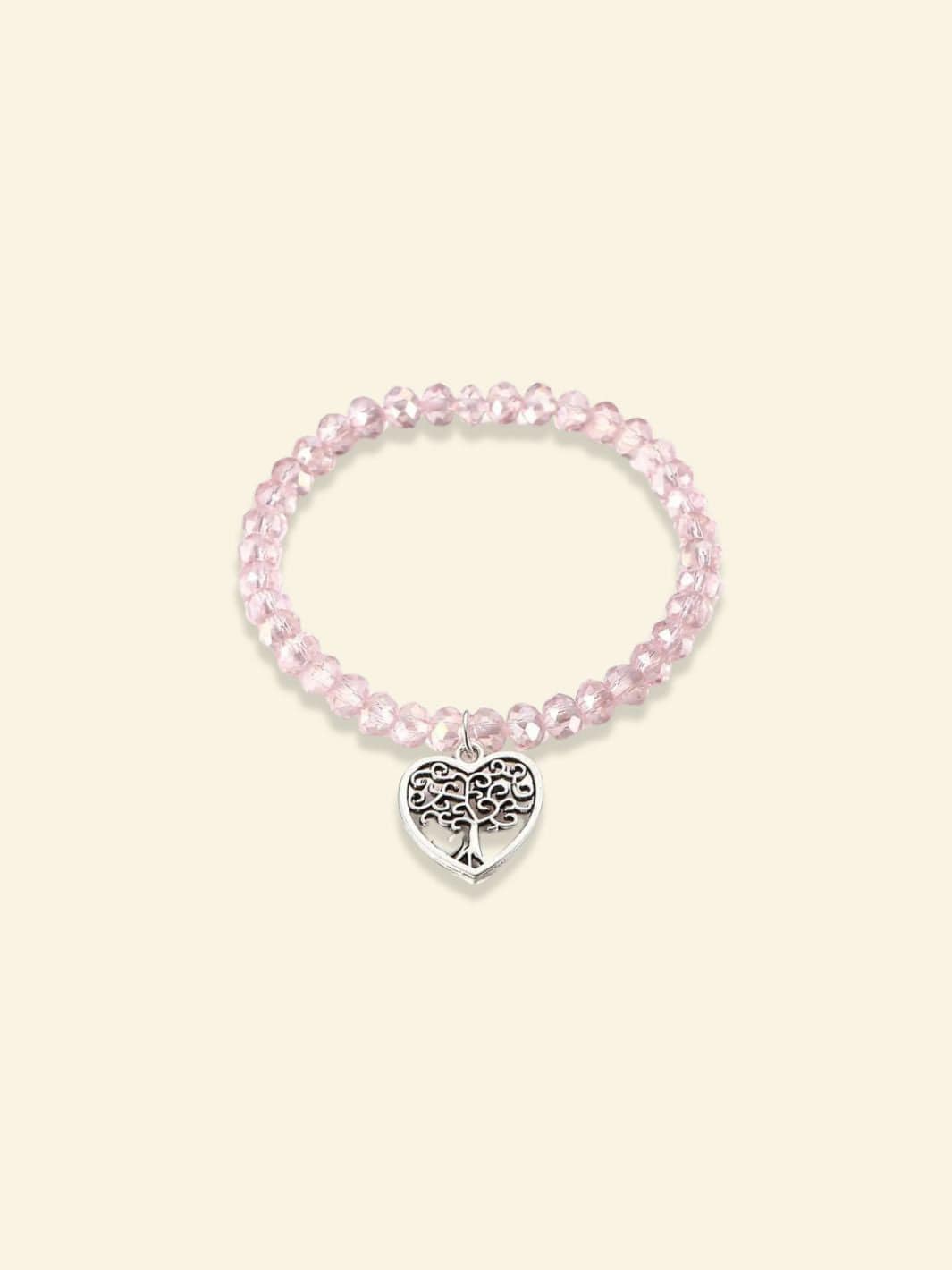 Arbre de Vie Bracelet Perle Rose pâle