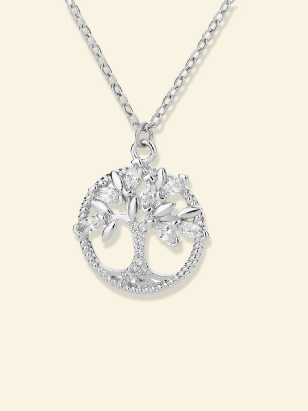 Arbre de Vie et Cristaux Collier Argent