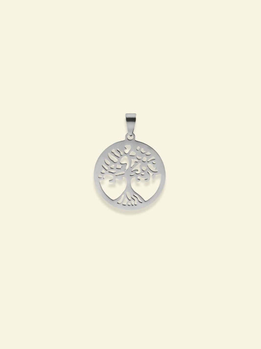 Arbre de Vie Pendentif Acier Argent