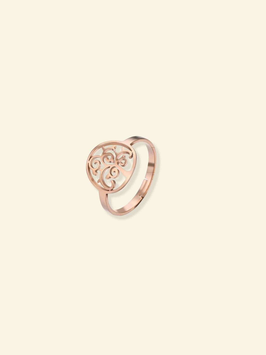 Bague Arbre de Vie Femme Acier Rose doré