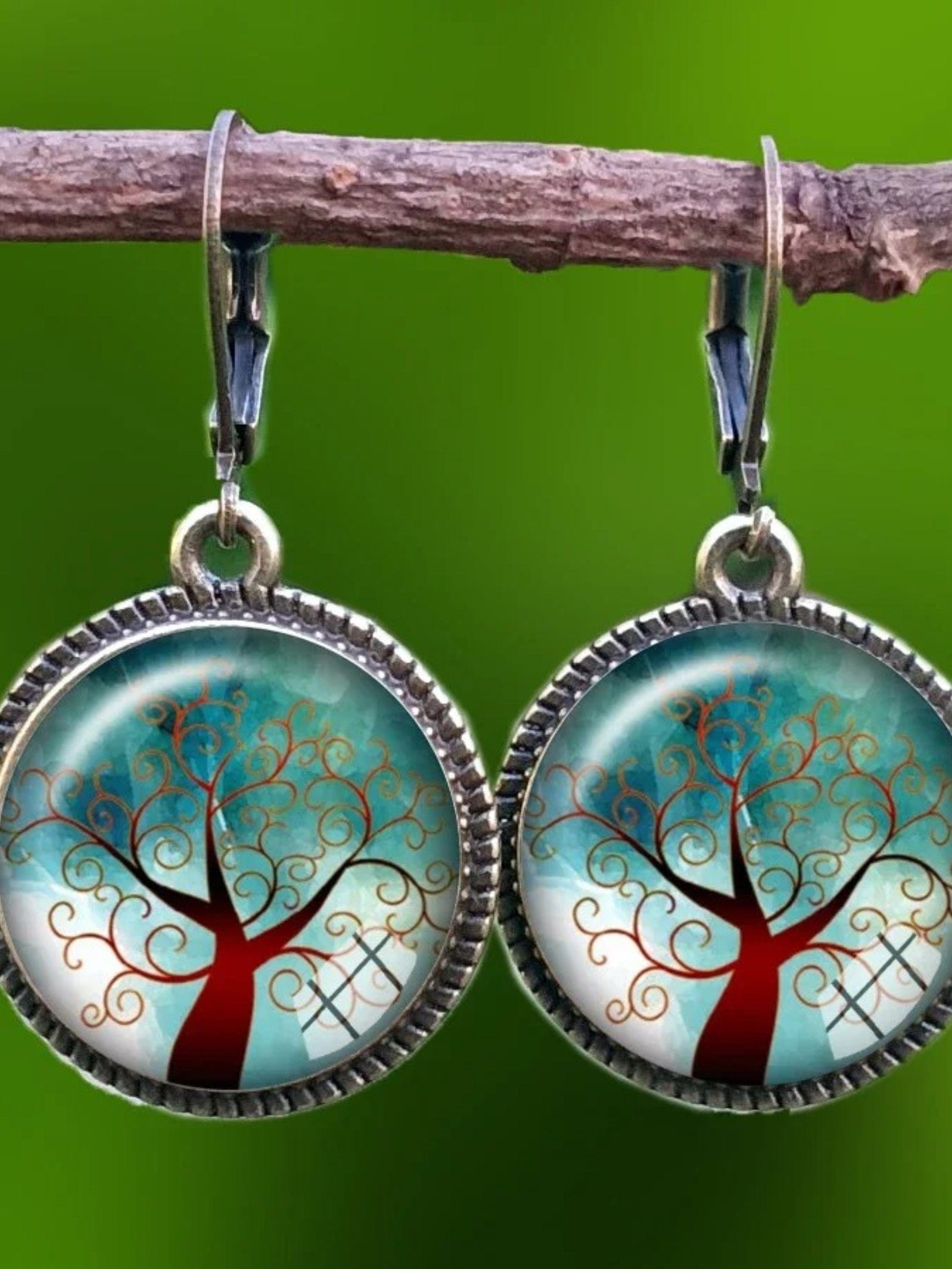 Boucles d'Oreilles Pendantes Arbre de Vie 1