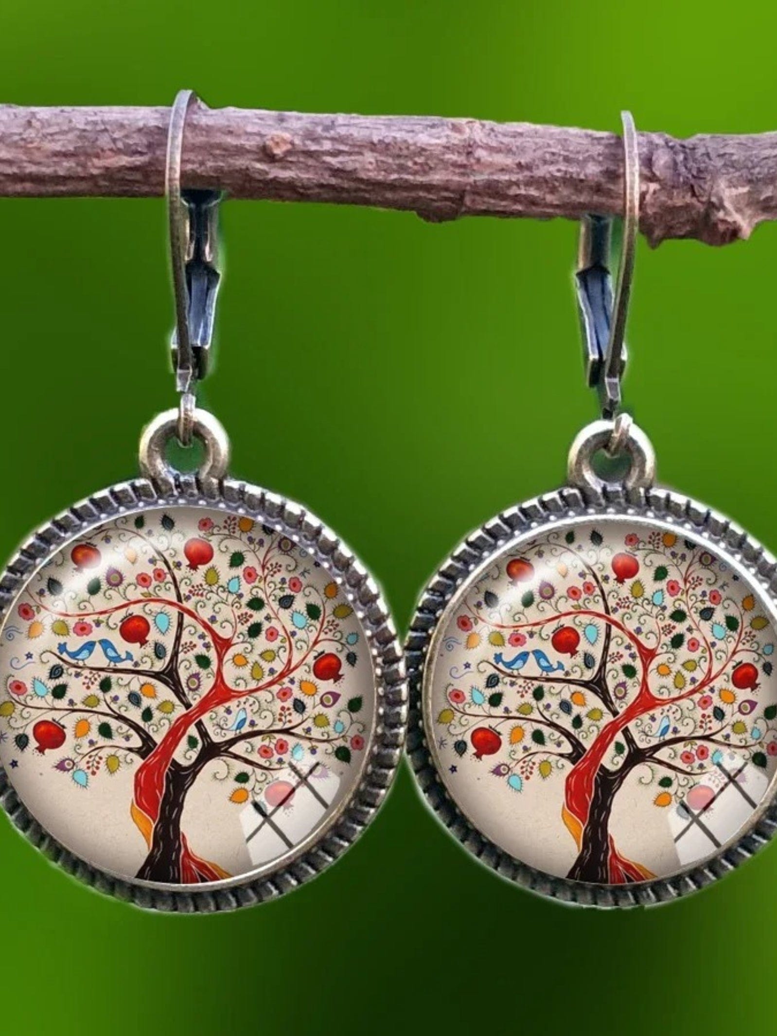 Boucles d'Oreilles Pendantes Arbre de Vie 13