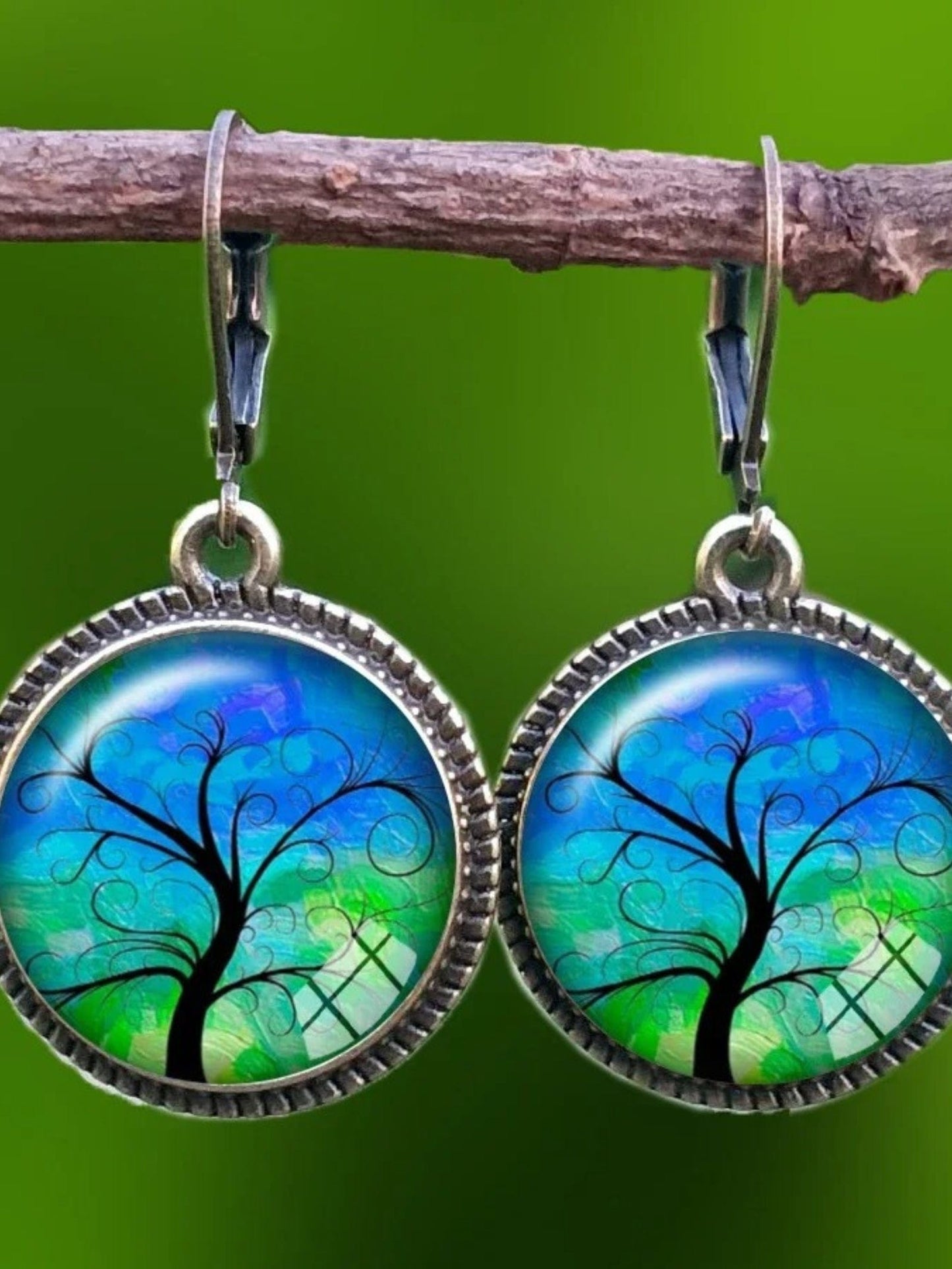 Boucles d'Oreilles Pendantes Arbre de Vie 14