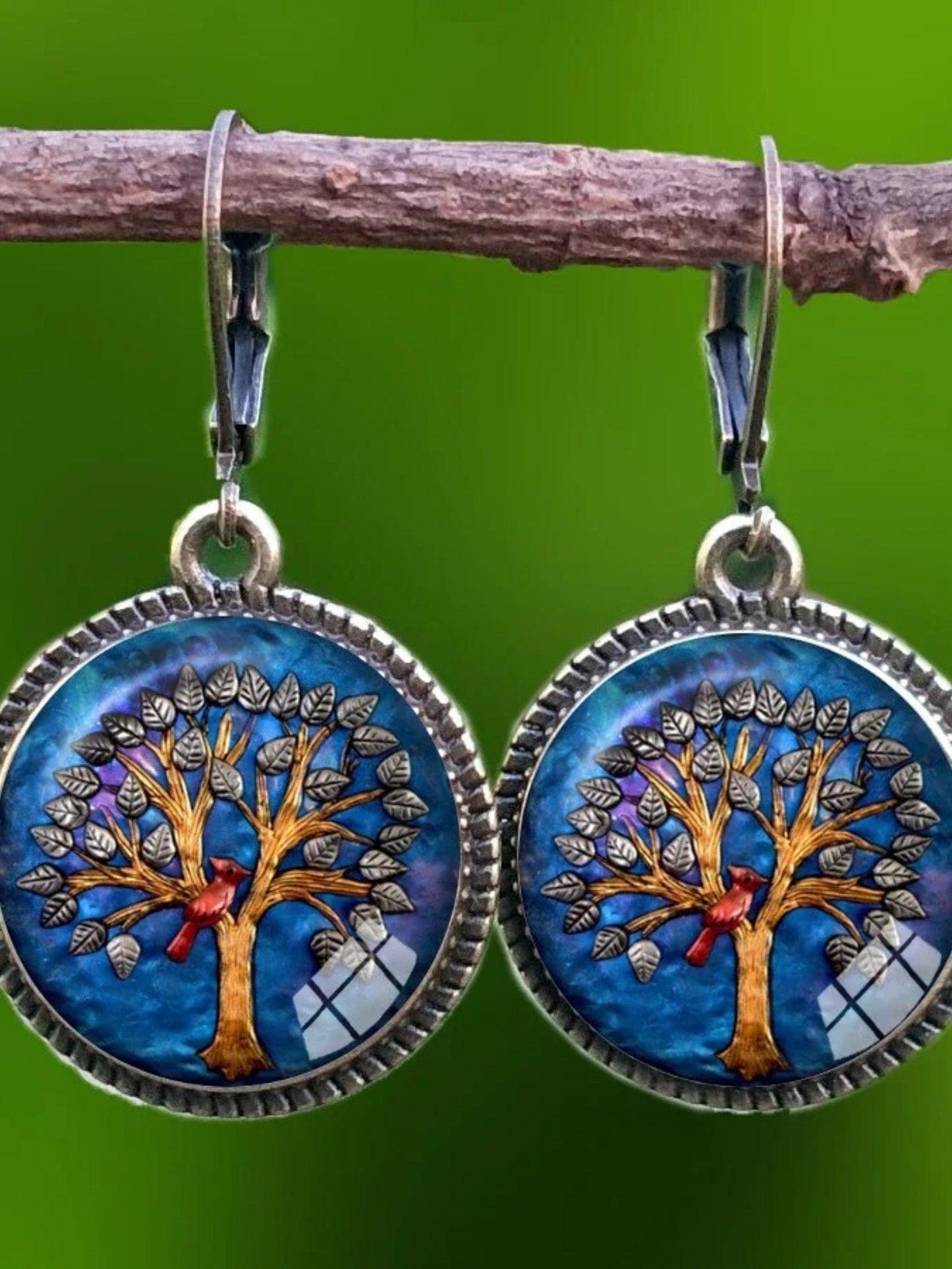 Boucles d'Oreilles Pendantes Arbre de Vie 16