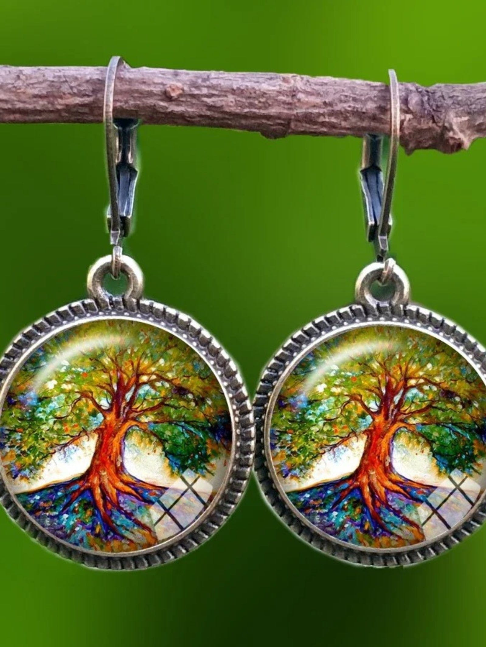 Boucles d'Oreilles Pendantes Arbre de Vie 17