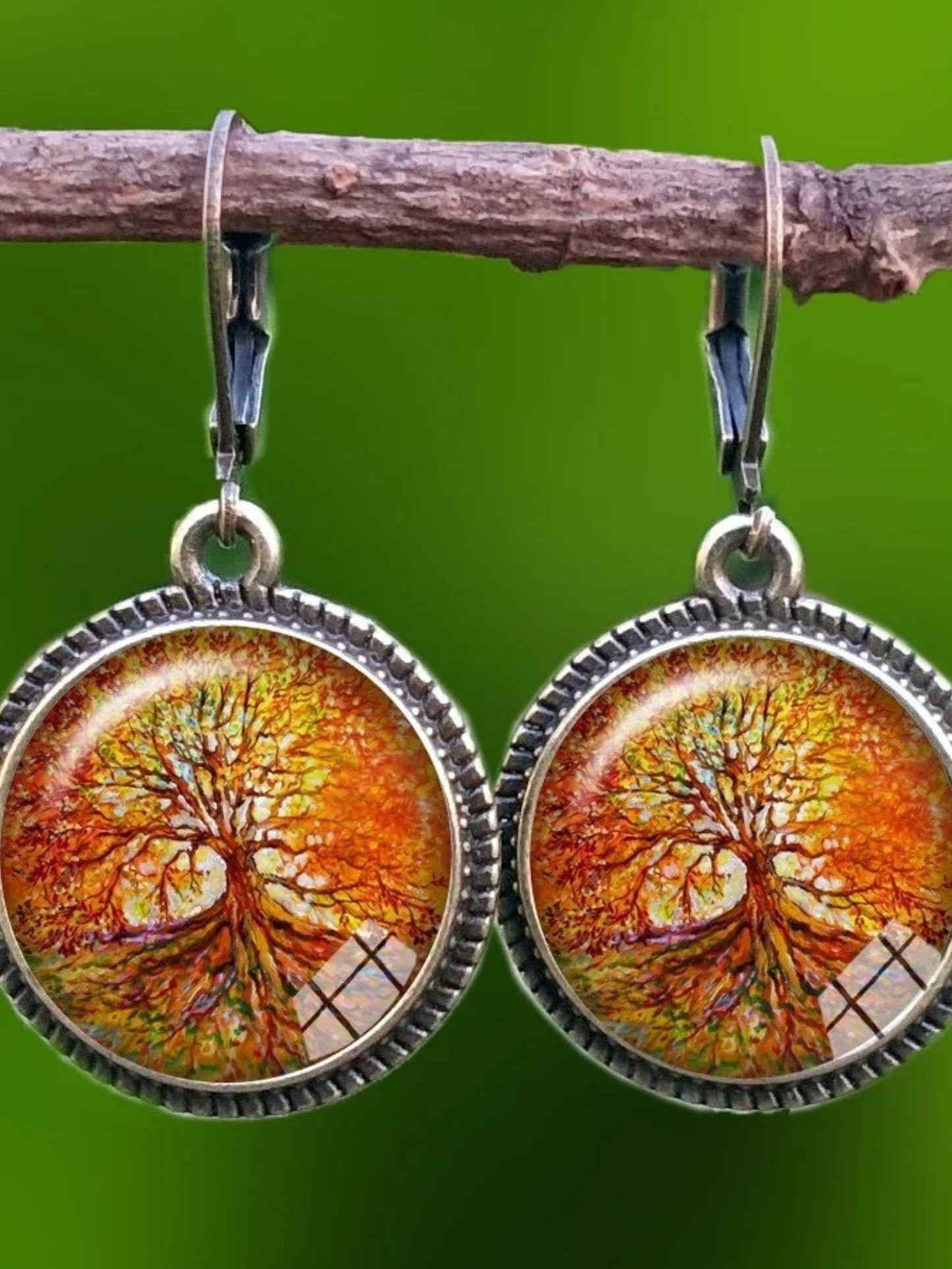 Boucles d'Oreilles Pendantes Arbre de Vie 3