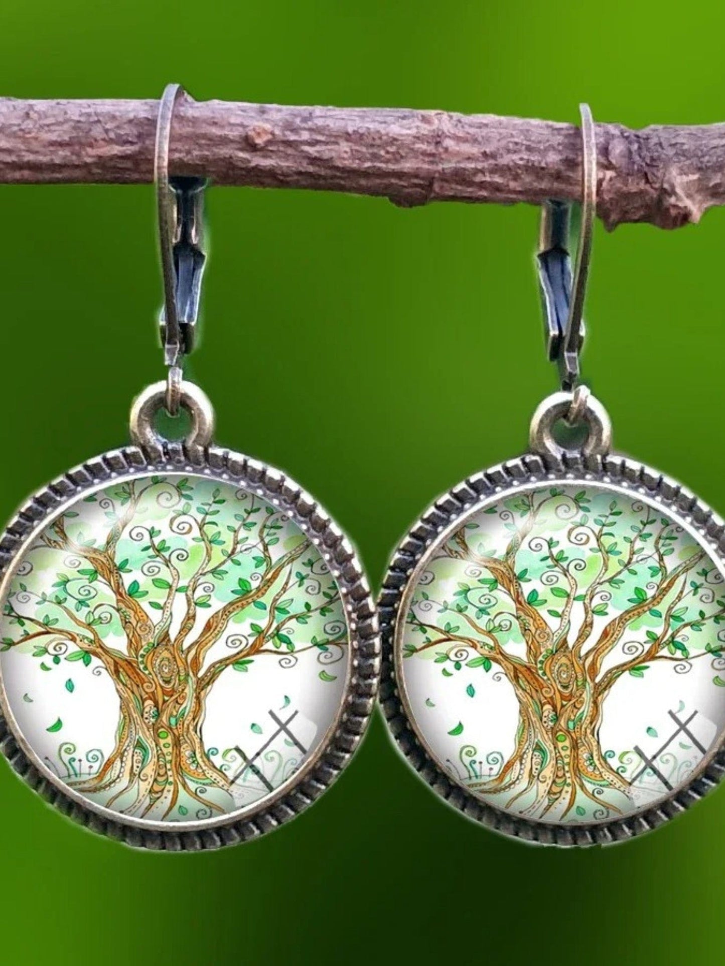 Boucles d'Oreilles Pendantes Arbre de Vie 5