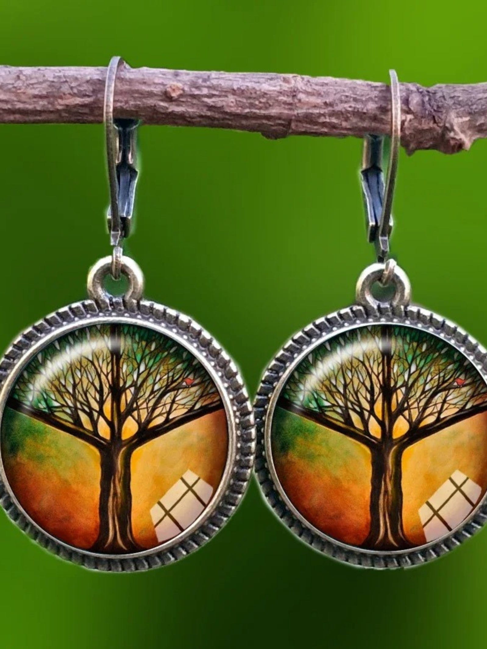 Boucles d'Oreilles Pendantes Arbre de Vie 7