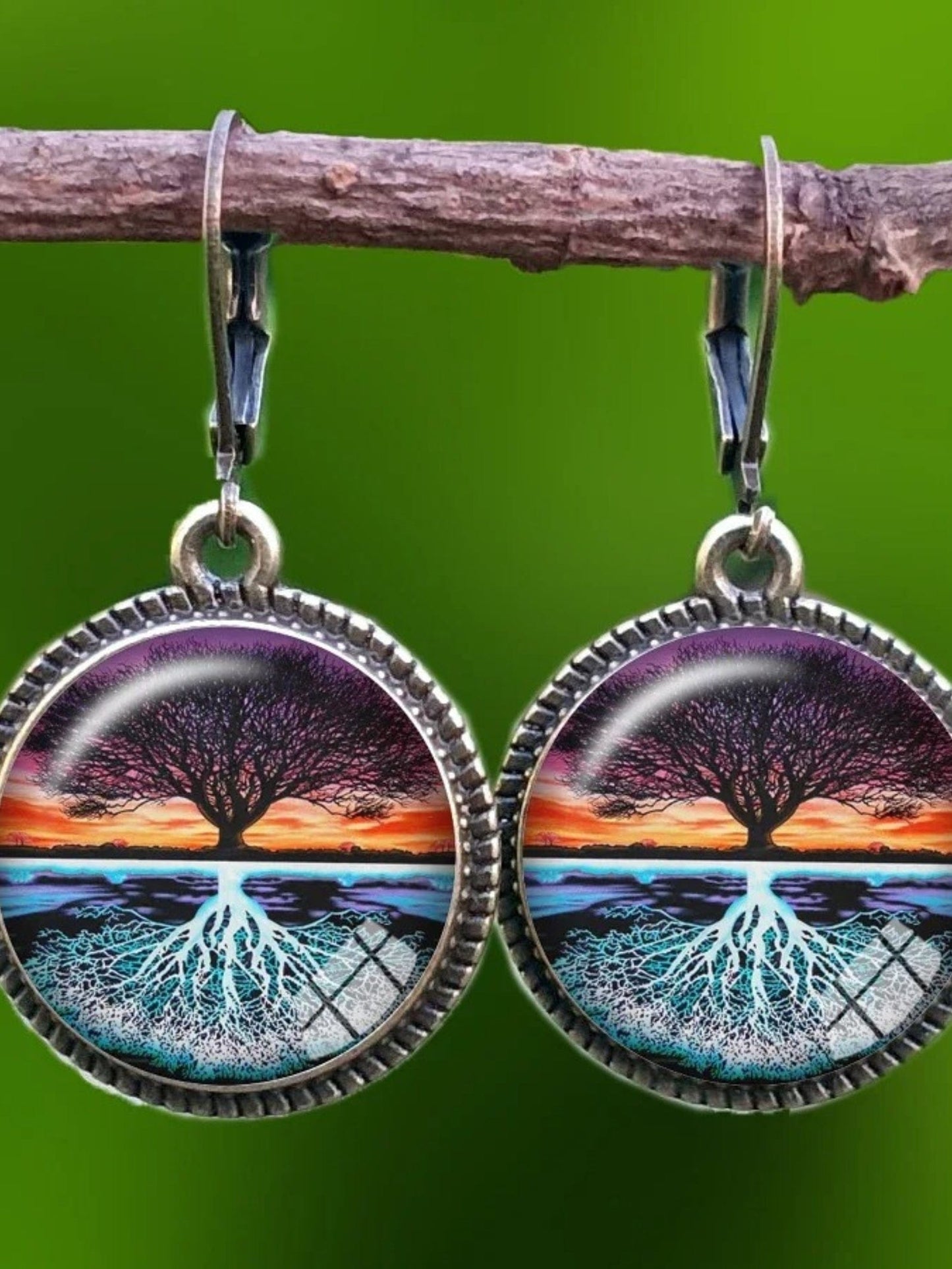 Boucles d'Oreilles Pendantes Arbre de Vie 8