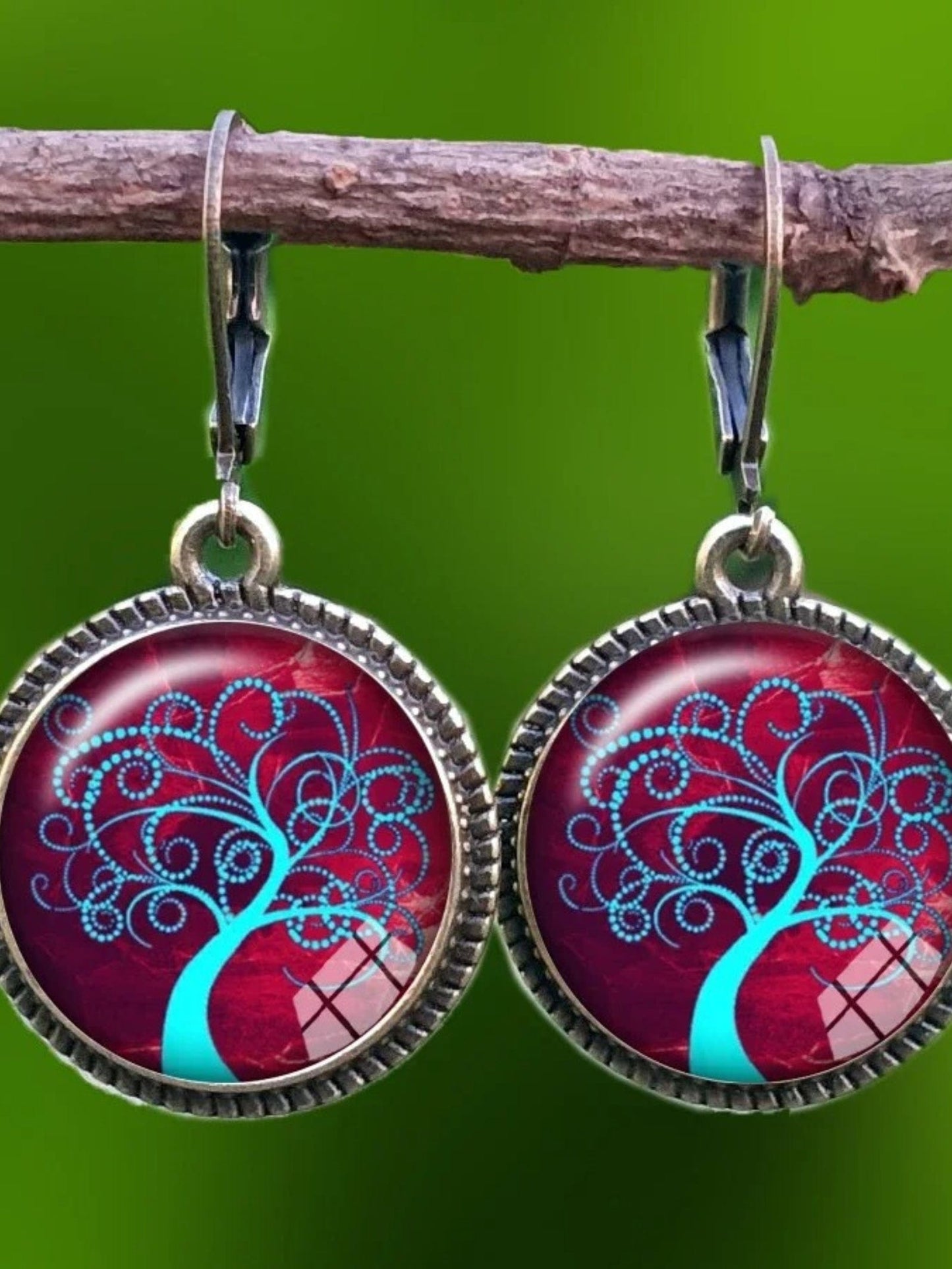 Boucles d'Oreilles Pendantes Arbre de Vie 9