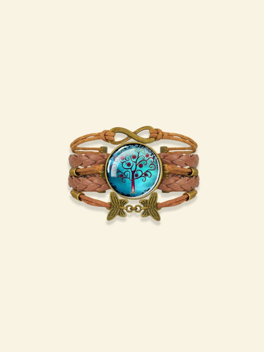 Bracelet Arbre de Vie Cuir et Verre 1