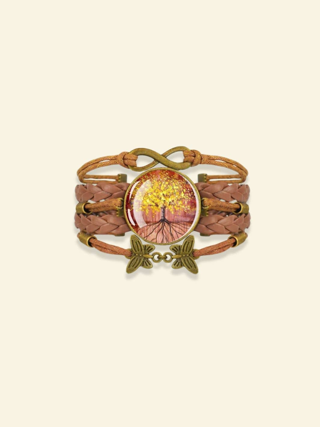 Bracelet Arbre de Vie Cuir et Verre 12