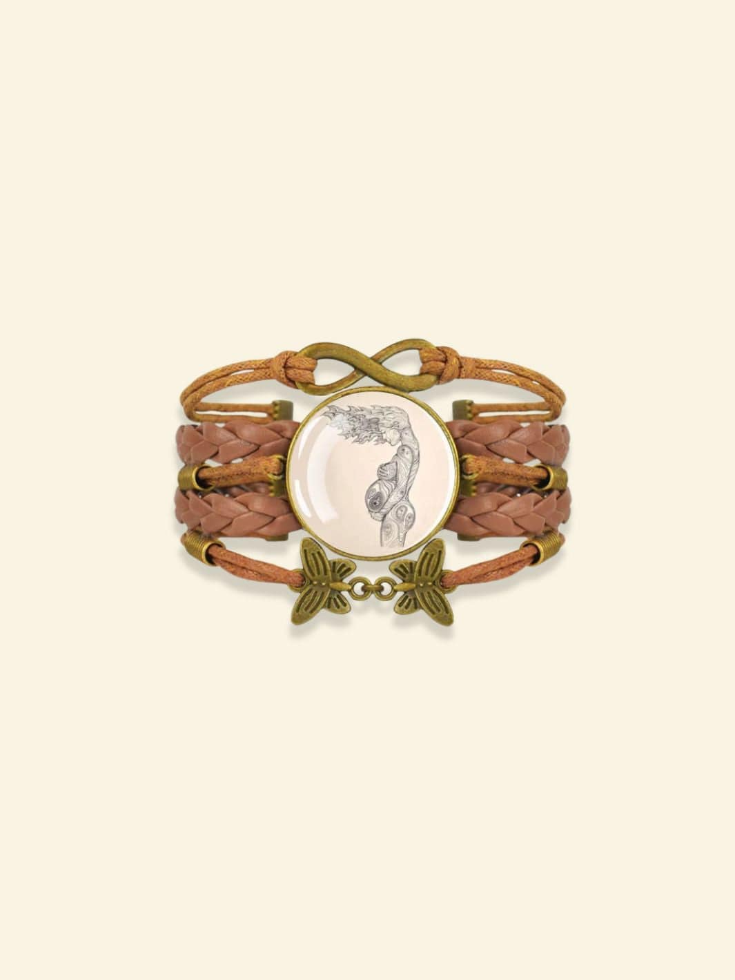 Bracelet Arbre de Vie Cuir et Verre