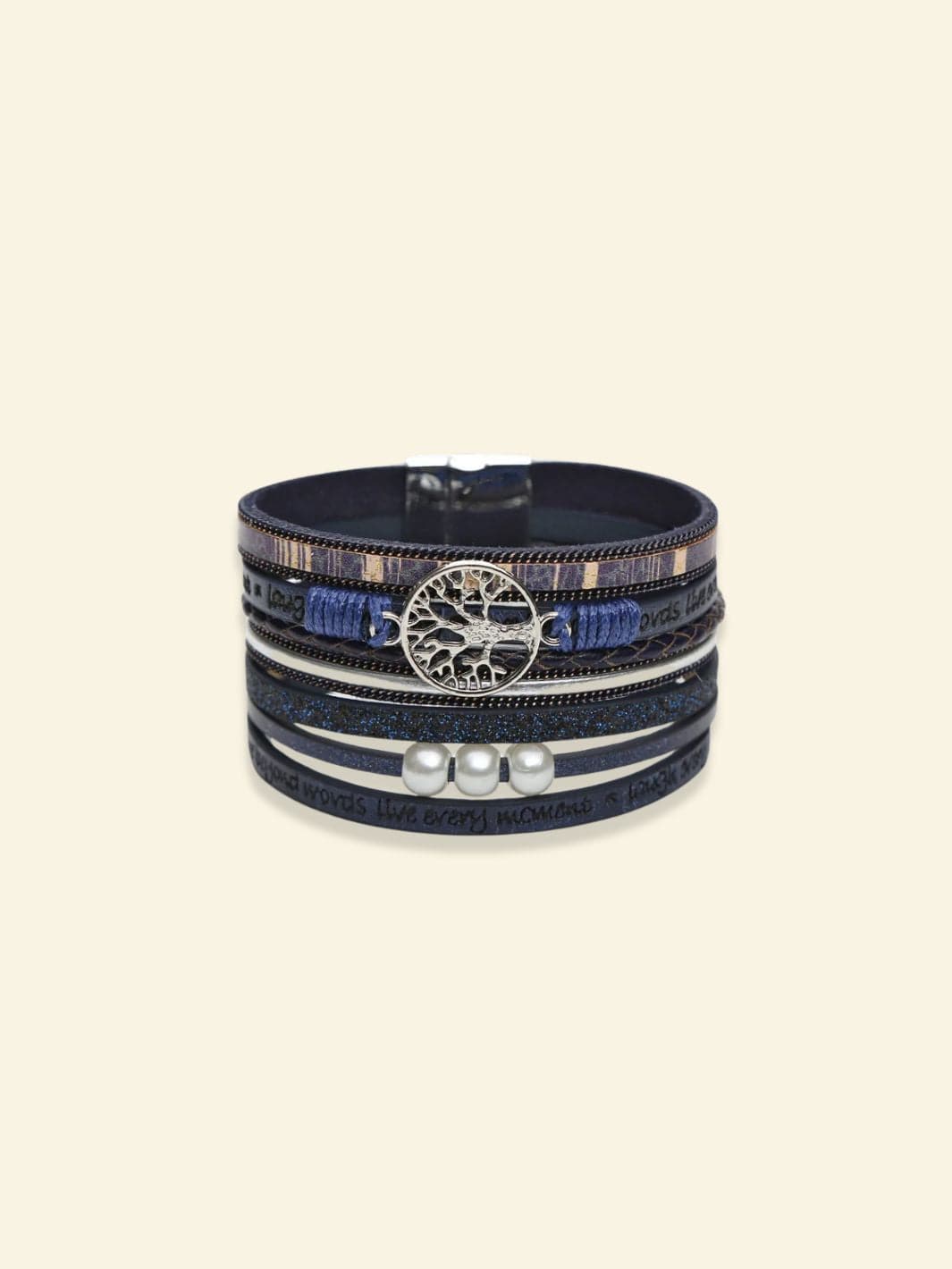 Bracelet Arbre de Vie Cuir Femme Bleu