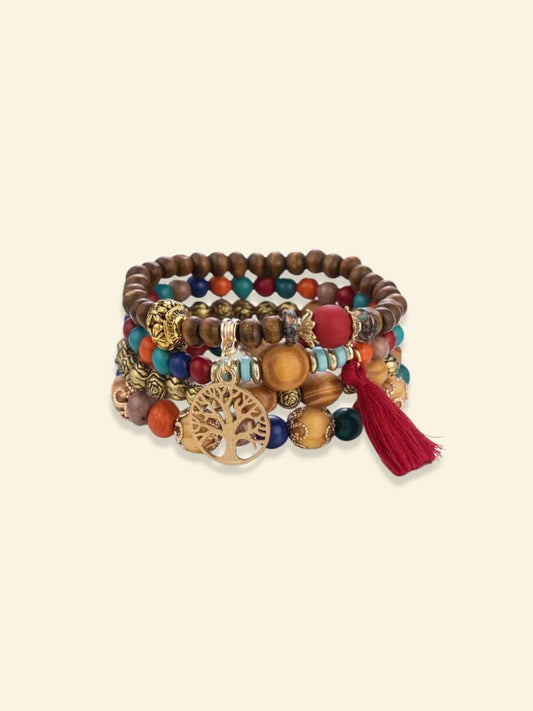 Bracelet Arbre de Vie en Bois Rouge