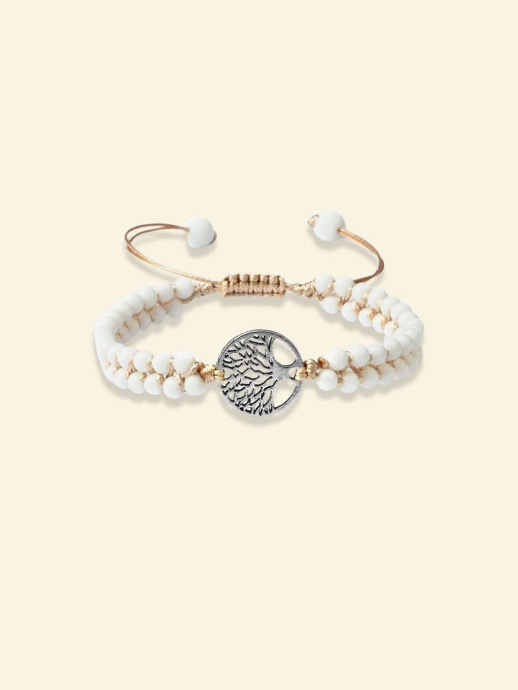 Bracelet Arbre de Vie en Pierres Blanches Argent