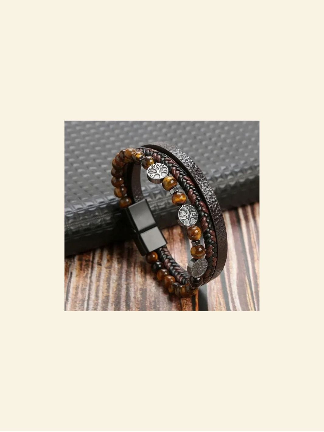 Bracelet Arbre de Vie Noir Marron / 18.5cm