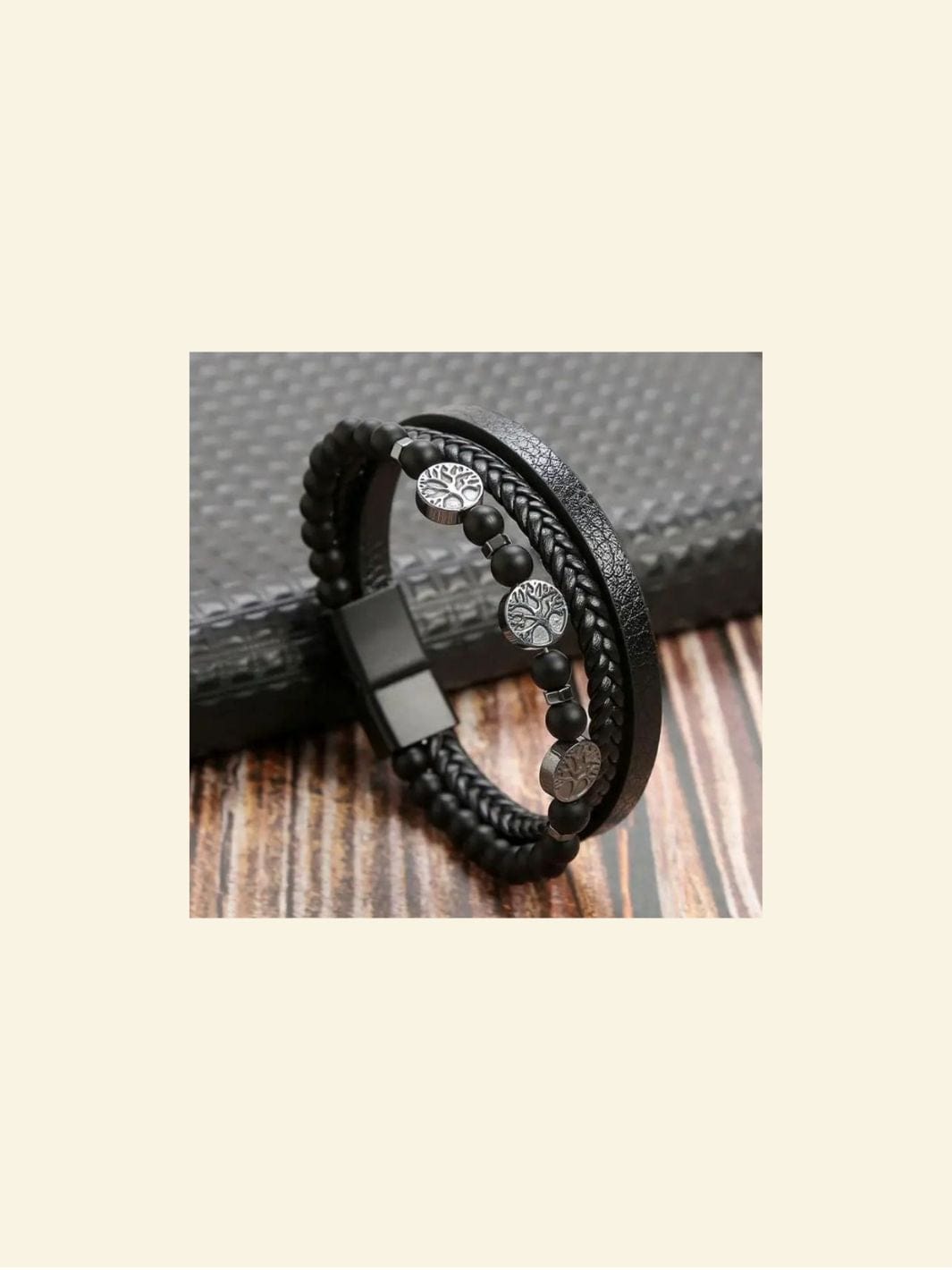 Bracelet Arbre de Vie Noir Noir / 18.5cm