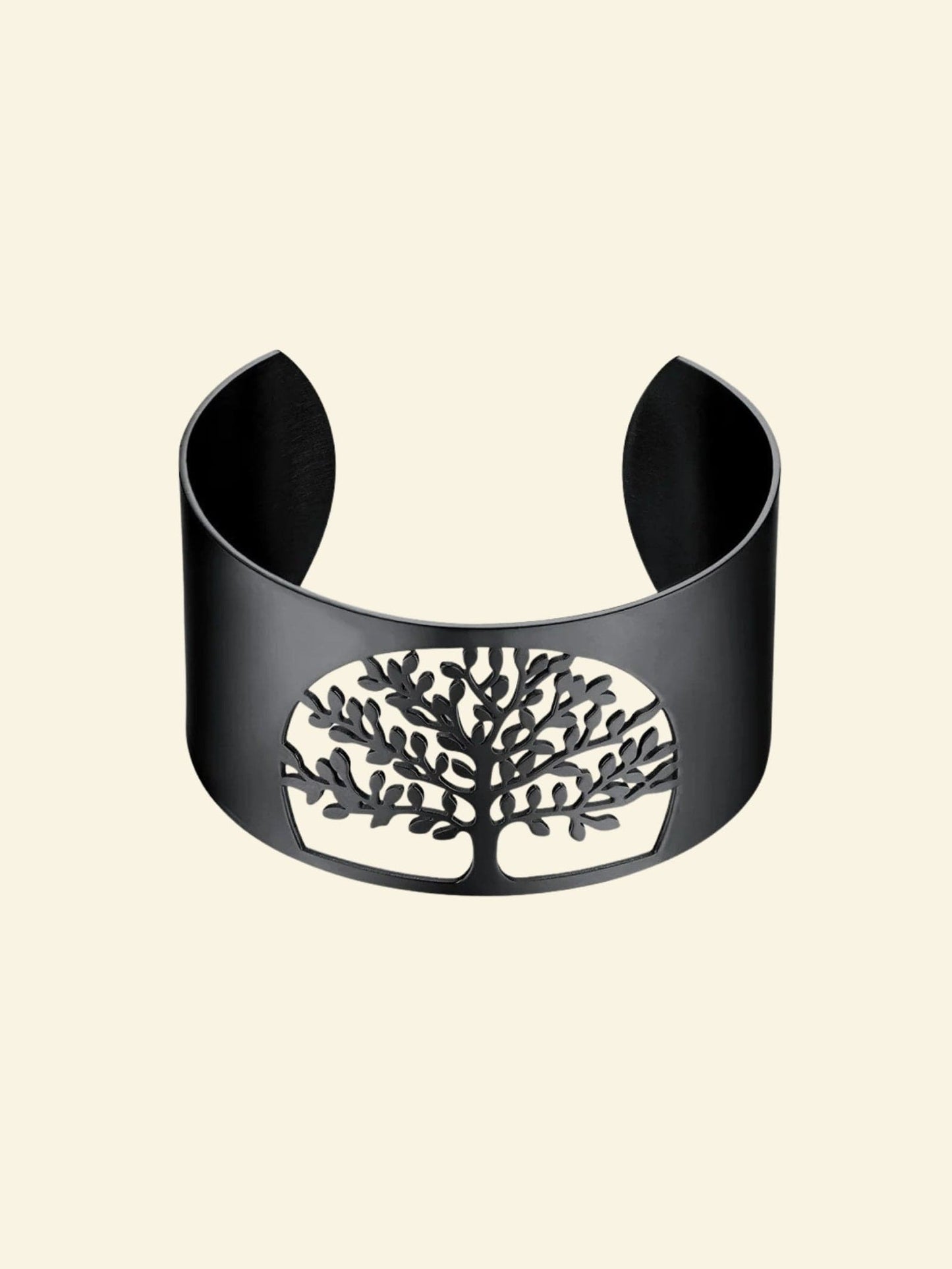 Bracelet Manchette Arbre de Vie Noir