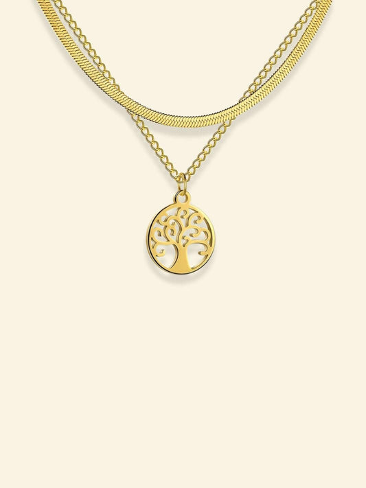 Collier Arbre de Vie "Aura d'Abondance" Doré