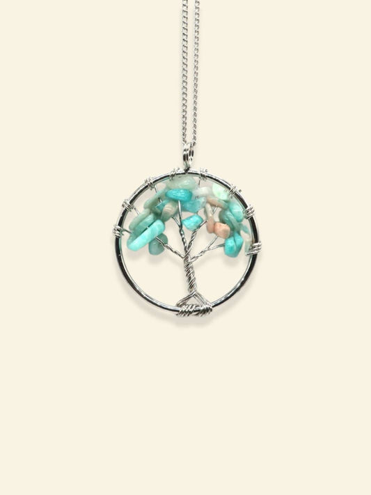 Collier Arbre de Vie Pierres Précieuses Amazonite