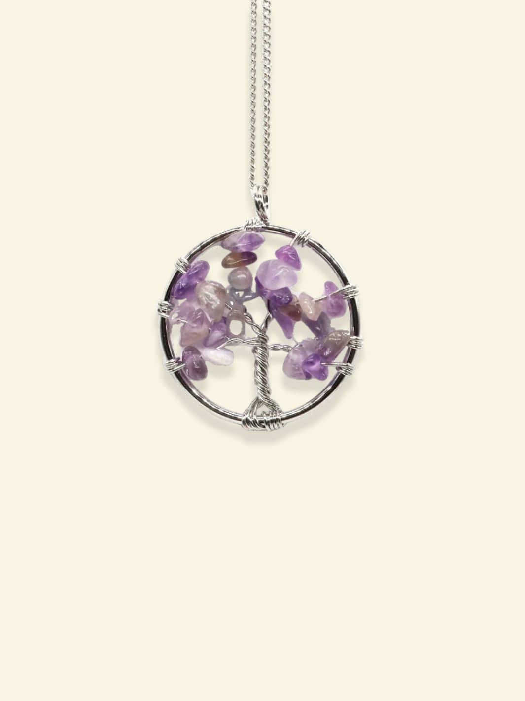 Collier Arbre de Vie Pierres Précieuses Amethyste