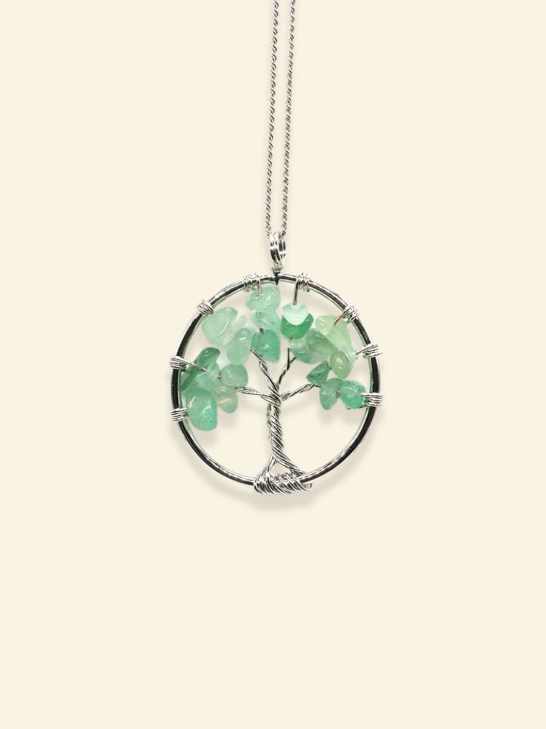 Collier Arbre de Vie Pierres Précieuses Aventurine verte