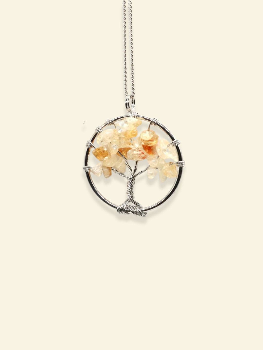 Collier Arbre de Vie Pierres Précieuses Citrine