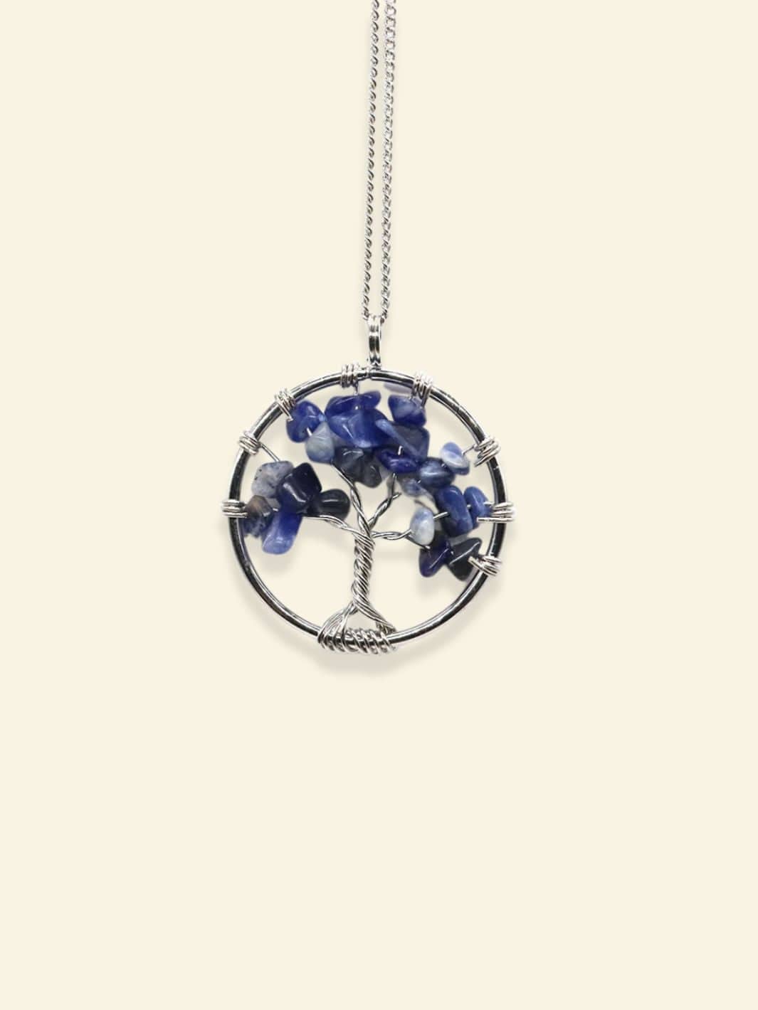 Collier Arbre de Vie Pierres Précieuses Sodalite