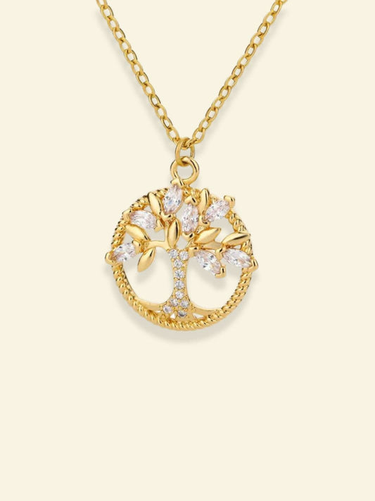 Collier Arbre de Vie Strass Doré