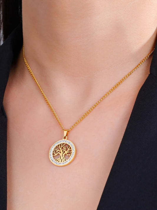 Collier Arbre de Vie Zircon Doré