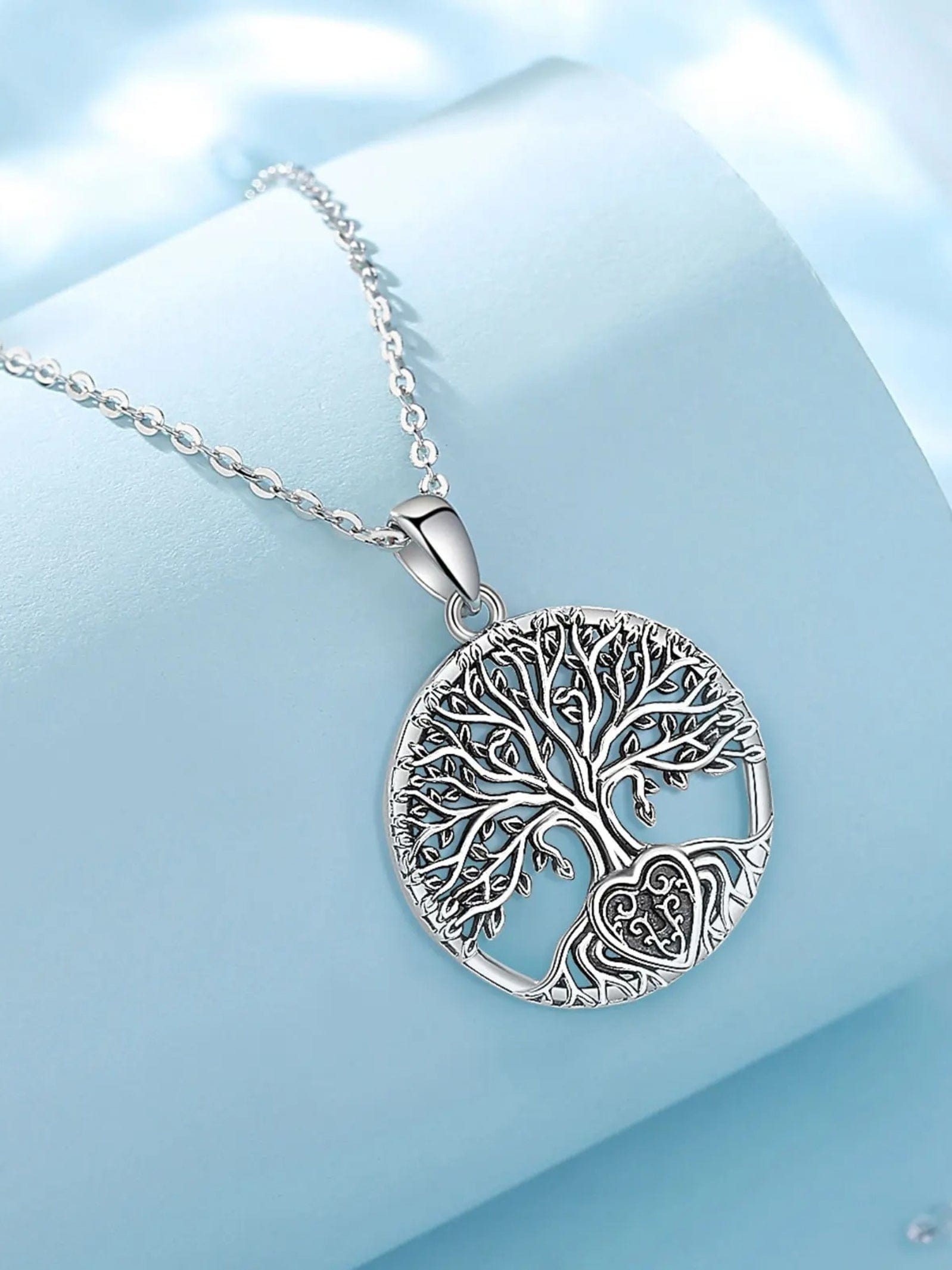 Collier Argent Arbre de Vie Coeur​