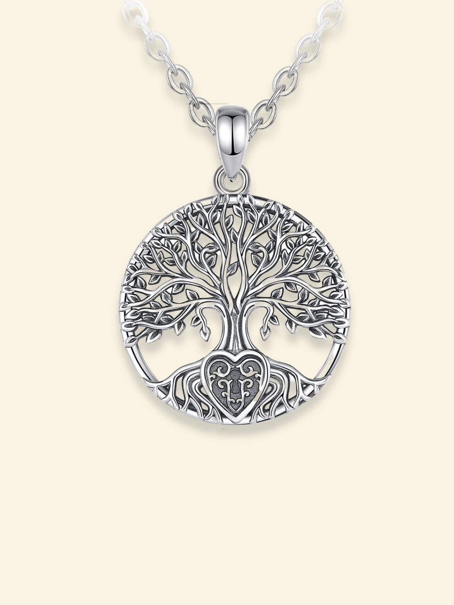 Collier Argent Arbre de Vie Coeur​ Argent 925 / Chaine 45 cm