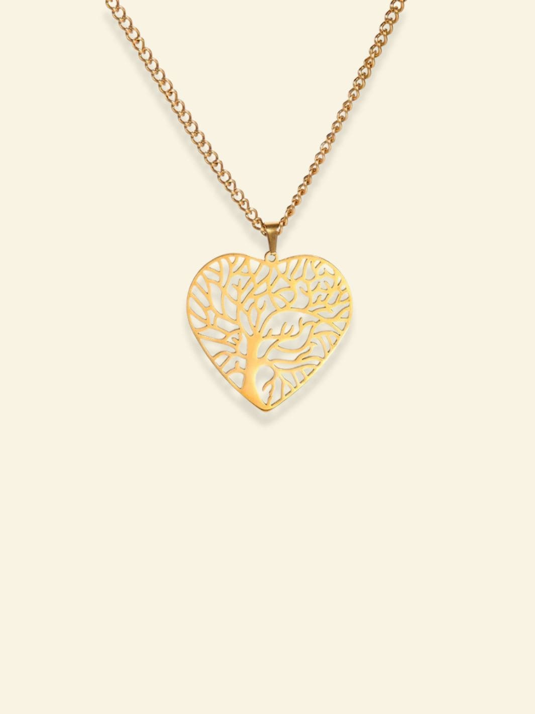 Collier Coeur Arbre de Vie Doré