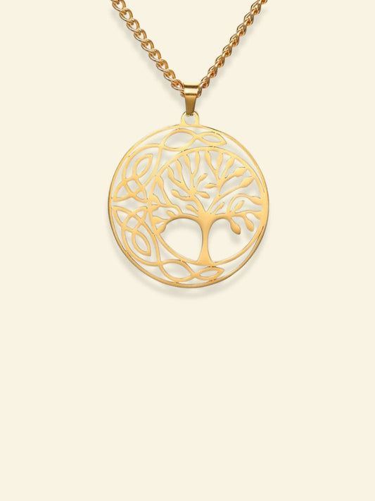 Collier Lune Arbre de Vie Doré / 45cm