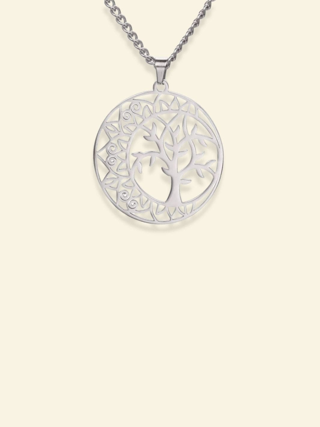 Collier Lune et Arbre de Vie Argent / 45cm