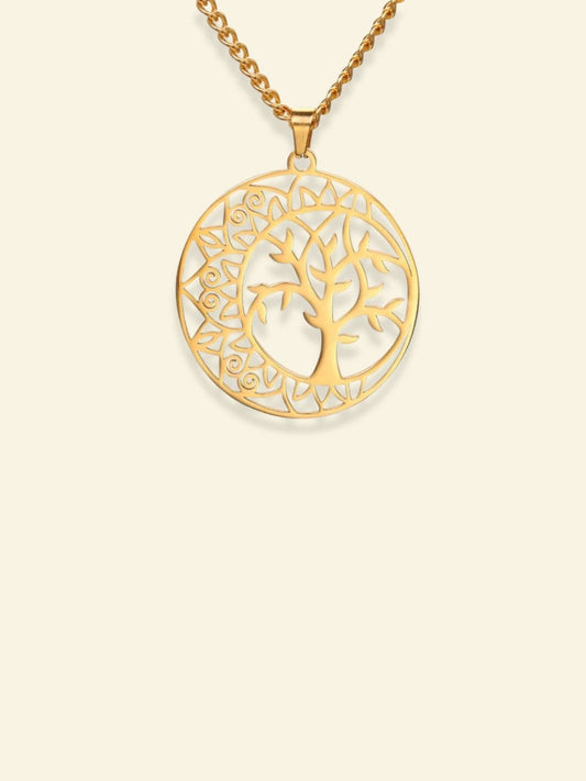 Collier Lune et Arbre de Vie Doré / 45cm