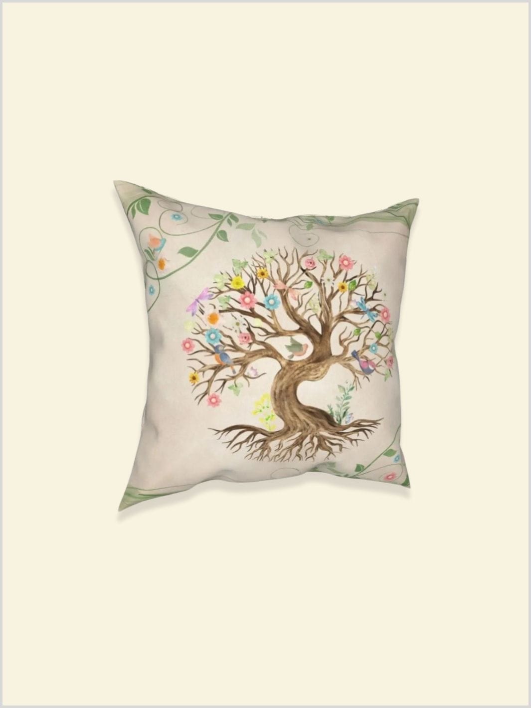 Housse de Coussin "Floraison Éternelle" | L'Unique Arbre de Vie 40x40cm