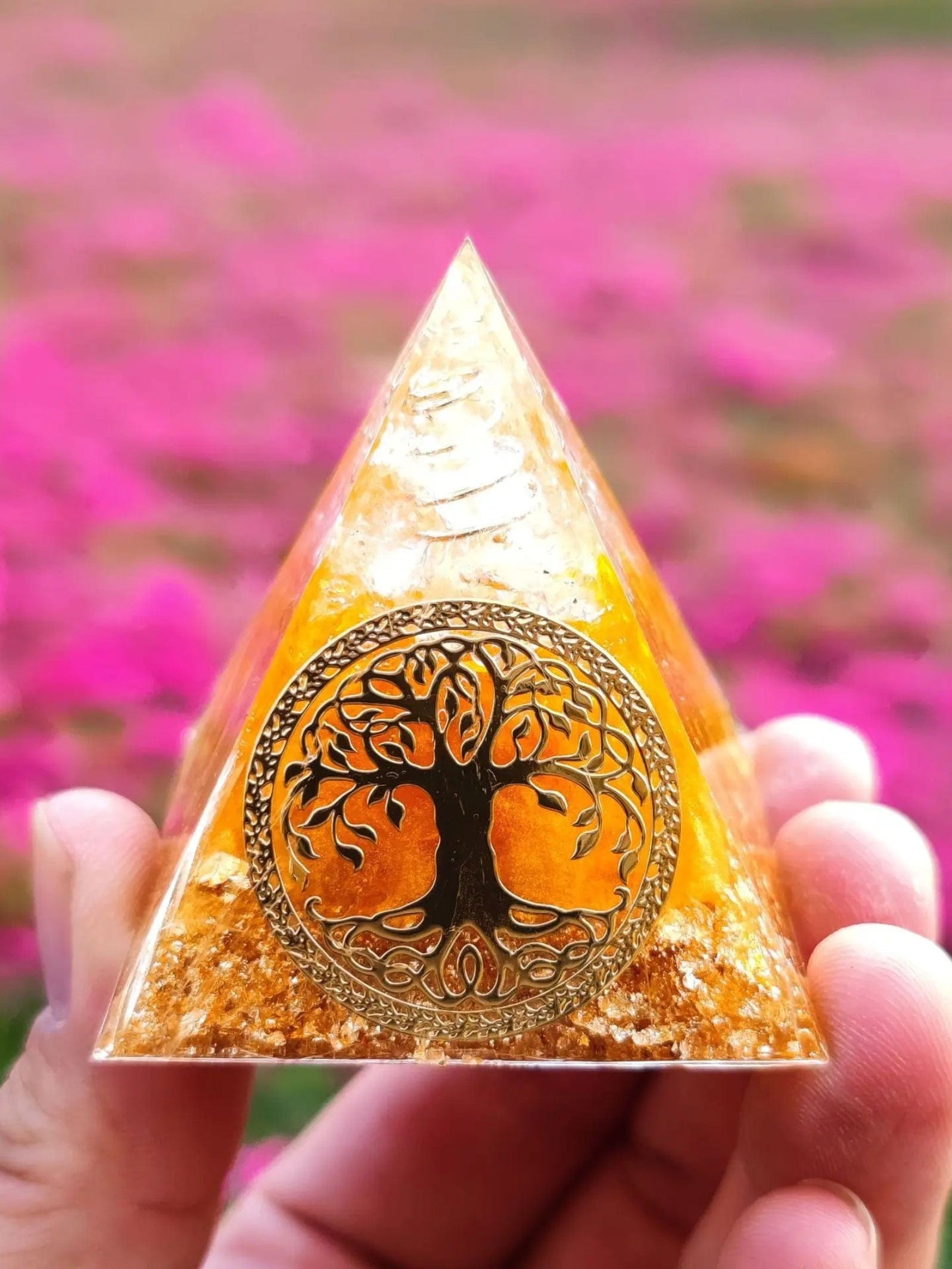 Orgonite Arbre de Vie Pyramide Citrine Naturelle / 6cm