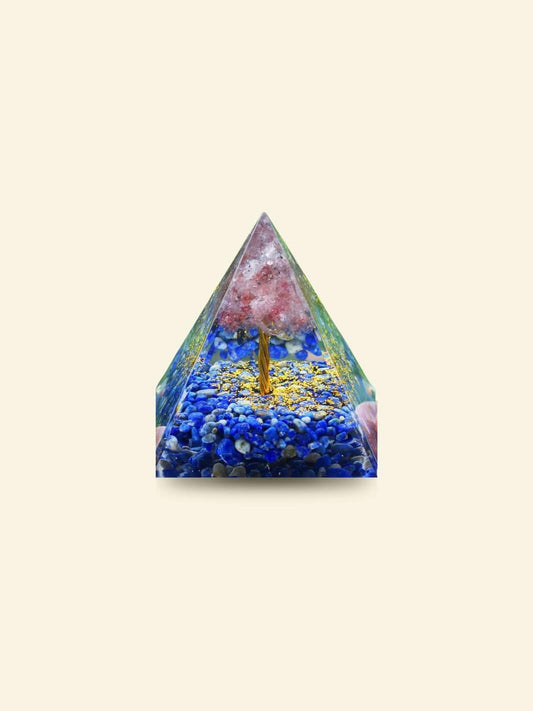 Orgonite Pyramide Arbre de Vie Bleu