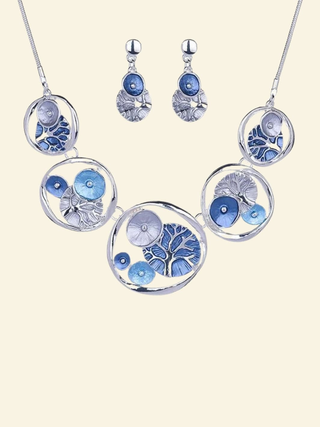 Parure de Bijou Femme Arbre de Vie Bleu / 45cm