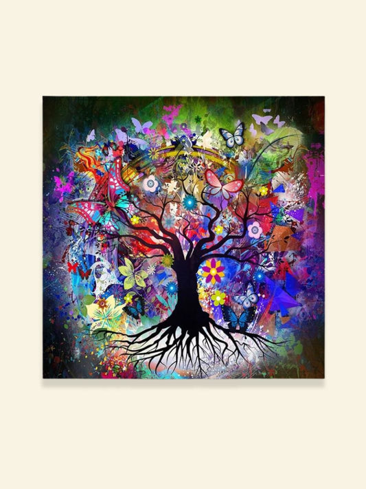 🧑‍🎨 Peinture Abstraite Arbre de Vie Peinture sur toile / 20x20cm - Sans cadre