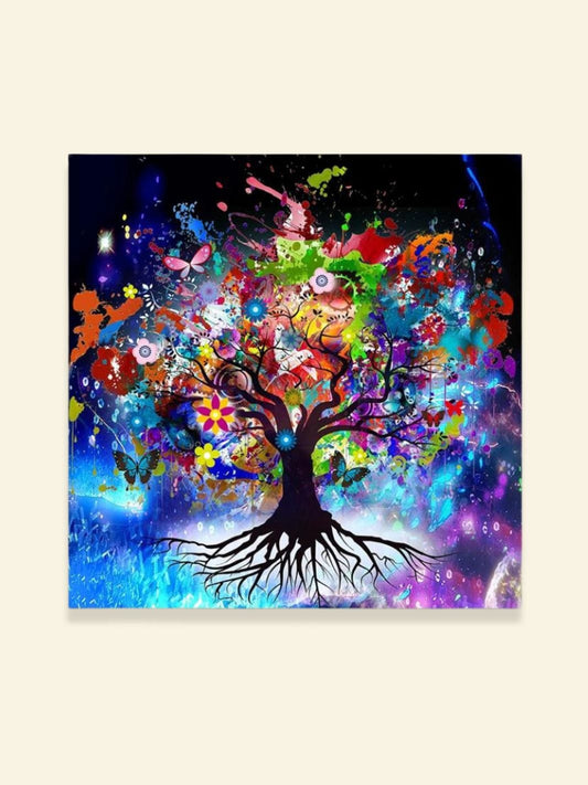 🎨 Peinture Colorée sur Toile Arbre de Vie Peinture sur toile / 20x20cm - Sans cadre