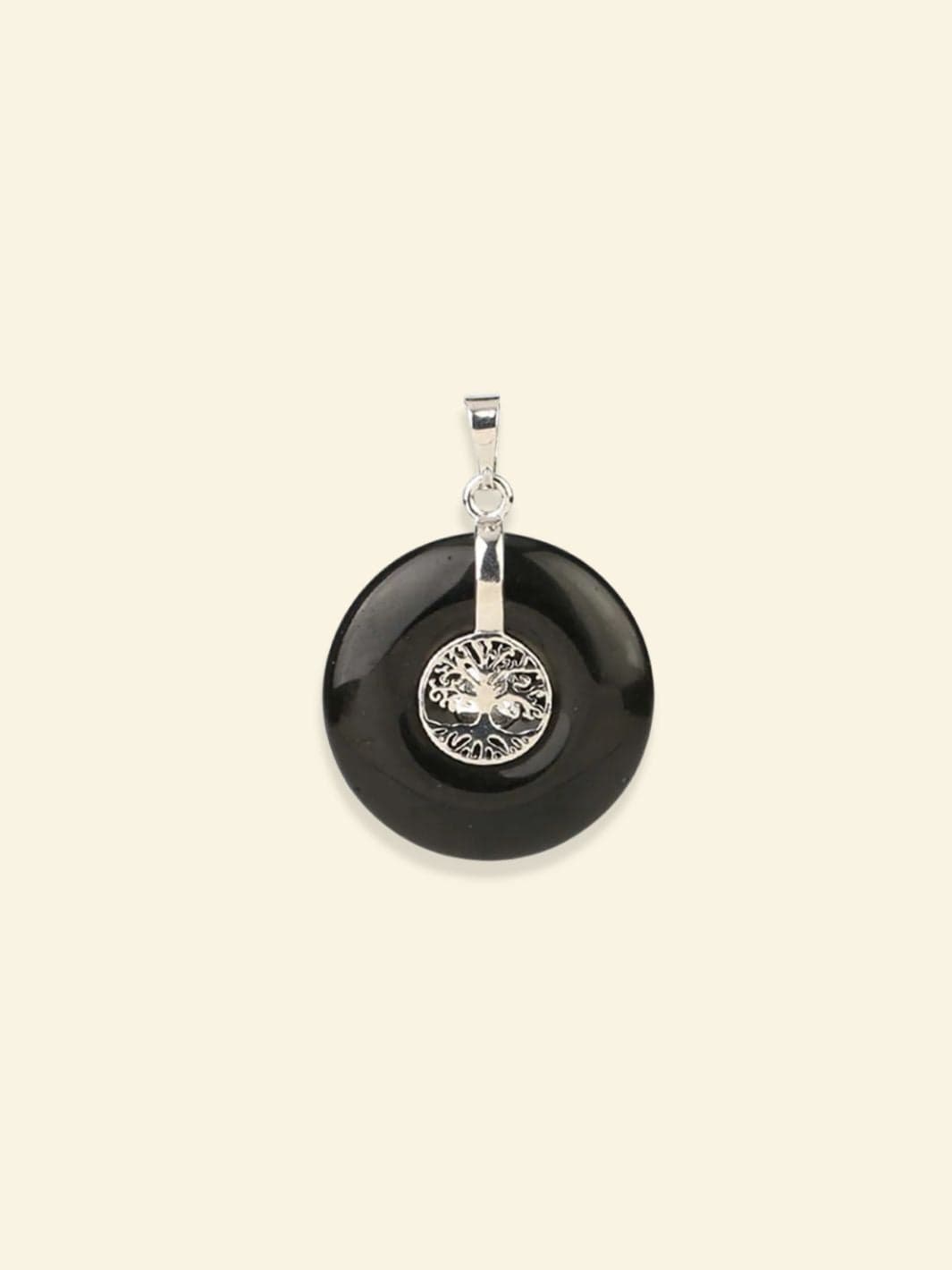 Pendentif Arbre de Vie Pierre Agate noire