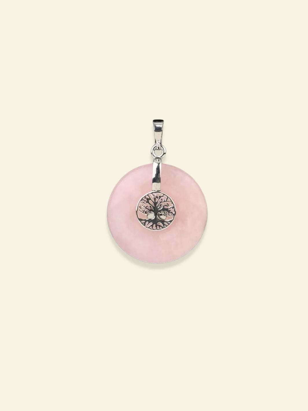 Pendentif Arbre de Vie Pierre Quartz rose