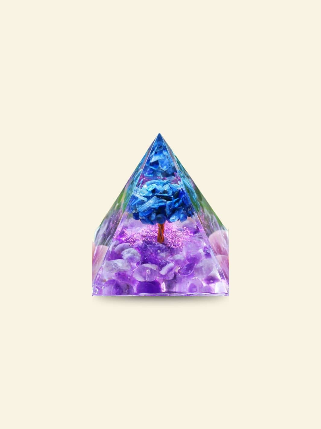 Pyramide Orgonite Arbre de Vie Violet et bleu