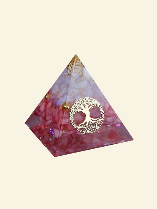 Pyramide Orgonite Précieux Chakras Rose / 5 cm