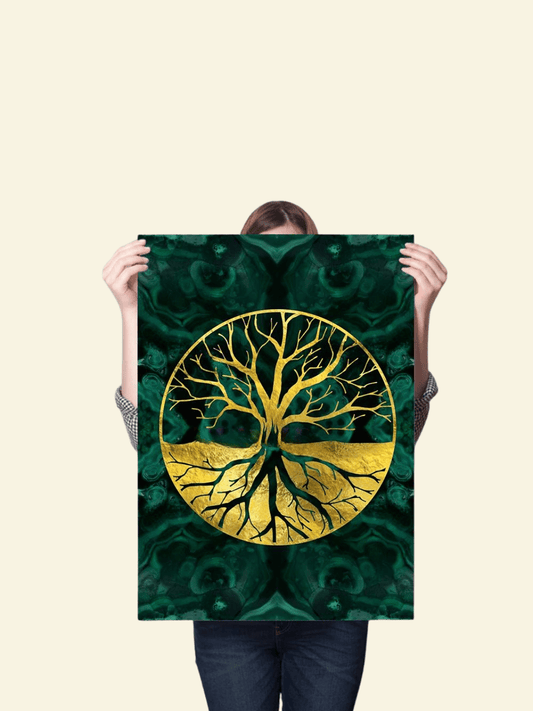 Toile Arbre de Vie "Emerald Essence" | L'Unique Arbre de Vie Peinture sur toile / 20X25cm - Sans cadre